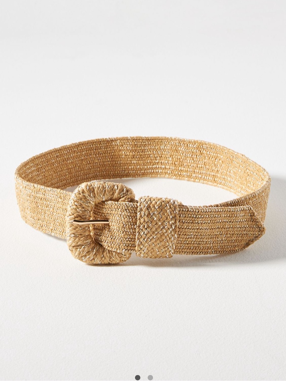 Anthropologie Raffia-Wrapped Stretch Waist Belt